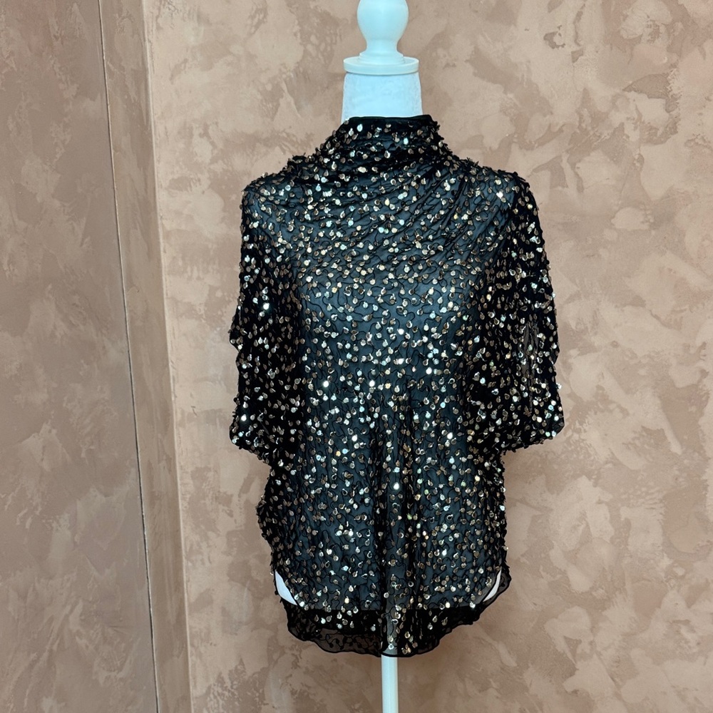 Isabel Marant Black Lace Blouse with Metallic Details
